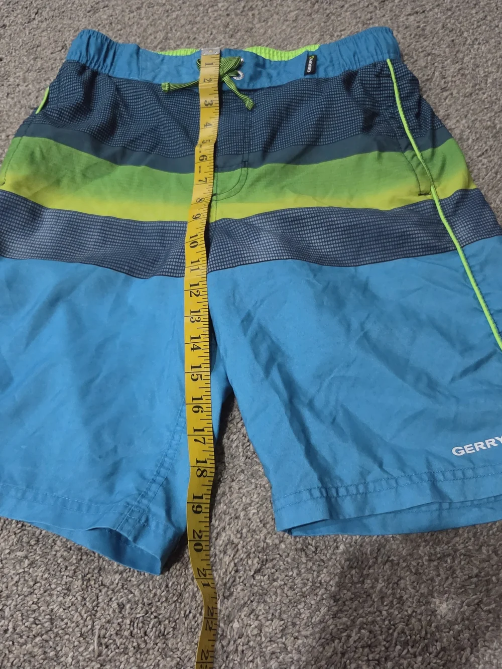 Gerry Weber Teen Teal & Lime Striped Athletic Shorts Size Youth XL